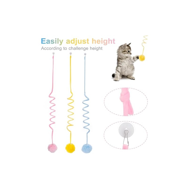 3 Piezas Puerta Colgante de Juguete para Gatos, Retráctil e
