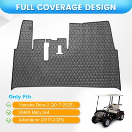 Golf Cart Floor Mat for Yamaha Floor Mat, 3/10" Thickness Rubber Full Coverage Precedent Mat, Fit for Yamaha Drive2, QuieTech, Adventurer, UMAX Rally 4x4 Black