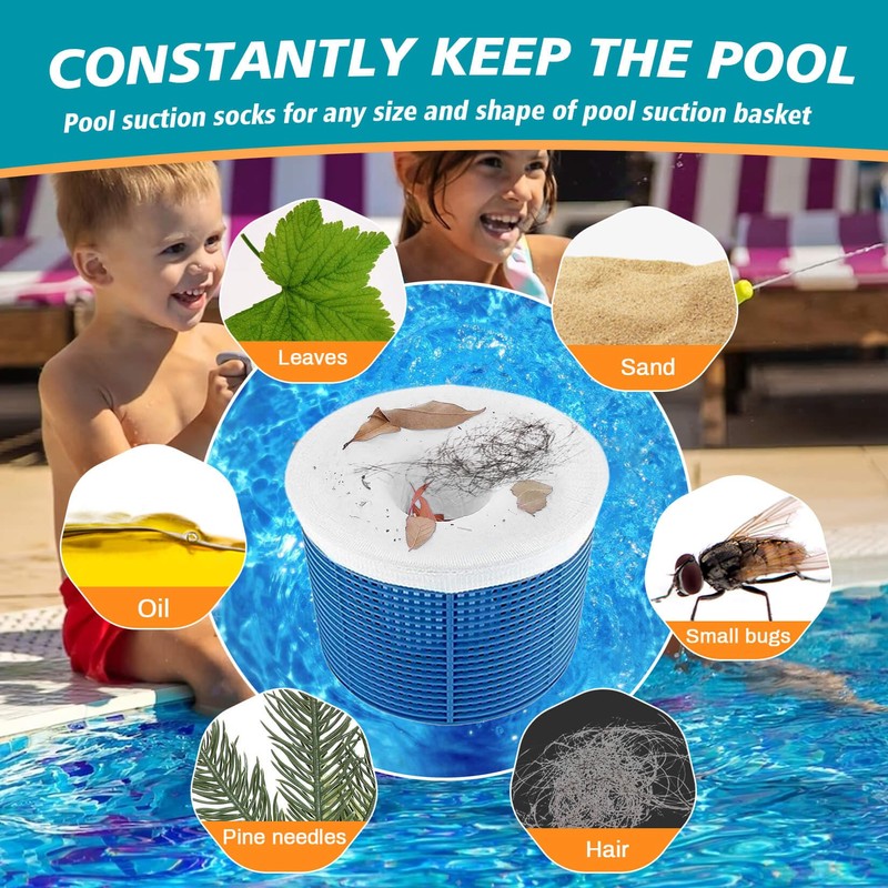 RAINFLOW 30-Pack Pool Skimmer Filter-Socks - Pool Socks for Skimmer