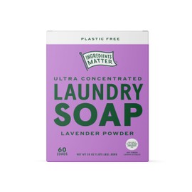 Ingredients Matter Powder Laundry Soap - Lavender Scent, Hypoallergenic Detergent, Natural & Eco-Friendly, Plastic Free, Made in USA, Natural Essential Oils & Dermatologist Tested - 30 oz, 60 Loads
