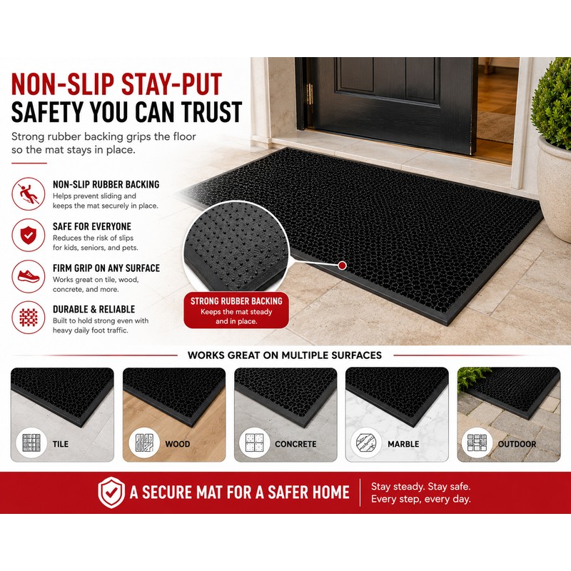 Non-Slip Dirt-Trapping Door Mat for Entryways - Thick Slow-Rebound Surface