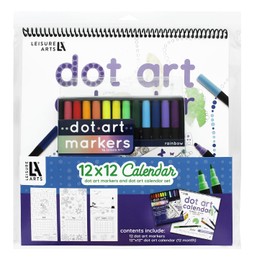Leisure Arts Dot Art Calendar, 12"x12", w/Markers, Blank Calendar, Dot Markers, Dot Paint, Dot Art Markers, Paint Dot Markers, Paint Dotters, Dotters, Dot Coloring, Adult Coloring