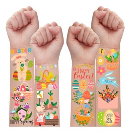 Leesgel Easter Tattoos for Kids, 112 Sheets Temporary Tattoos for Easter Decorations, Eatser Stickers Transfer Tattoo for Boys Girls Easter Egg Hunt Crafts Activities Baskets Party Bag Fillers