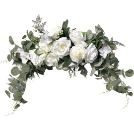 SZSYLM Wedding Arch Flowers, Rose Decorative Floral Swag for Lintel, 30Inch Artificial Greenery Eucalyptus Leaves Flower for Door Window Home Decoration