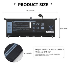 DXGH8 Laptop Battery for Dell XPS 13 9370 9380 2019 Lnspiron 13 7390 7391 2-in-1 5390 5391 7490 Latitude 3301 E3301 Vostro 5390 5391 Series 0H754V H754V G8VCF G8VCF6C HK6N5 P113G001 P82G(7.6V/52Wh)