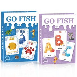 Go Fish,2 Pack Educational Alphabet Go Fish Card Game for Kids 4-8,Toddlers Card Games for Family Game Night Preschool Kindergarten Classroom Travel, Birthday Gifts Stocking Stuffers(Ocean & Alphabet)