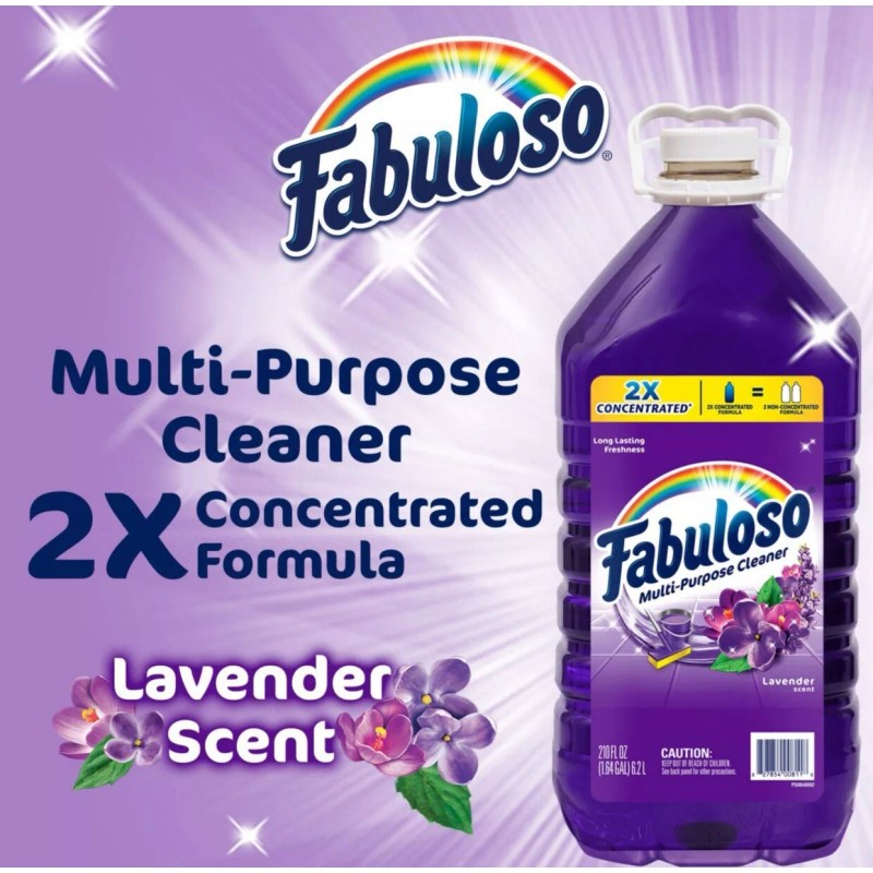Fabuloso Multi-Purpose Cleaner, 2X Concentrated Formula, Lavender Scent, 210 oz.