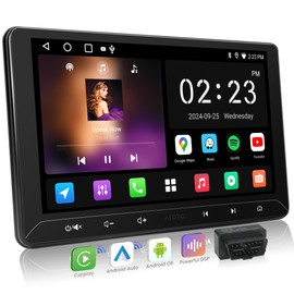ATOTOEXCEL A5L 10.1 inch Android Double DIN Car Stereo, Wireless CarPlay/Android Auto, 1280x720 IPS Touchscreen, 2G+32G, WiFi/BT/USB Tethering, AI Chat, DSP 24-Band EQ, OBD2 Scanner, FM/AM/LRV