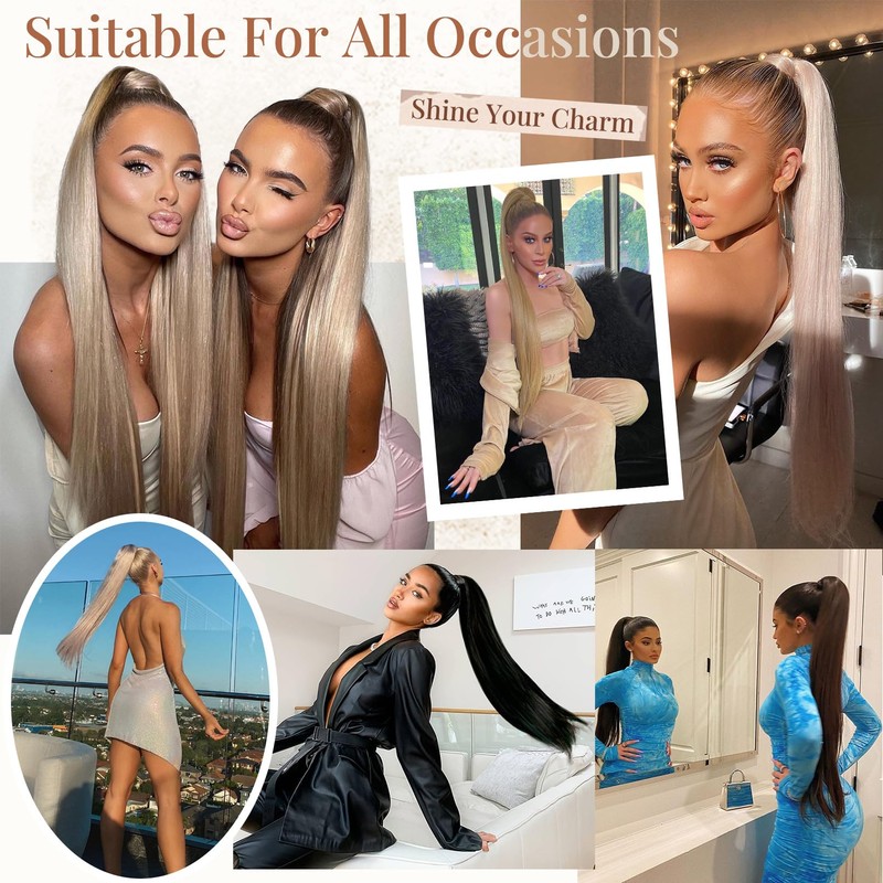 Flufymooz Ponytail Extension - Extension per coda di cavallo, lunghezza