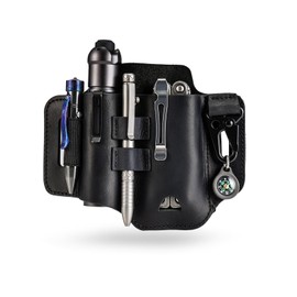 ST2 Leather Multitool Sheath, EDC Leather Belt Organizer, Belt EDC Organizer for Leatherman Tools, Flashlight, Pen, and Keychain Clip, Great for Work and Daily Use, Ideal Gift for Men