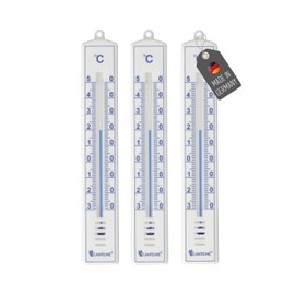 Lantelme 3-Piece Outdoor Thermometer Set, Weatherproof Plastic, 18 cm, Colour: White, Precise Temperature Display, Analogue -30 to 50 °C, Thermometer Also for Home, Indoor, Garden and Outdoor Use