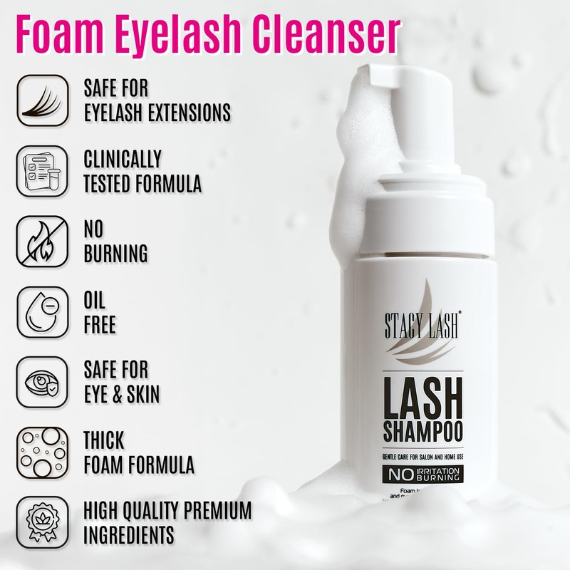 STACY LASH Lash Shampoo 50ml Kit Foaming Cleanser with Eye