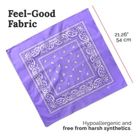 ZENO Lavender Bandana – 100% Cotton & Natural Fibers – Lavender Bandana Scarf with No Polyester – Premium Quality – Soft, Durable & Machine Washable – For Men & Women – Unisex & Kids