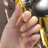 Yellow French Press on Nails with Flower Designs Short Oval