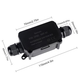 COOLWEST IP66 Junction Box Waterproof Outdoor 2 Cable PG9 Black Plastic Connector Gland Electrical
