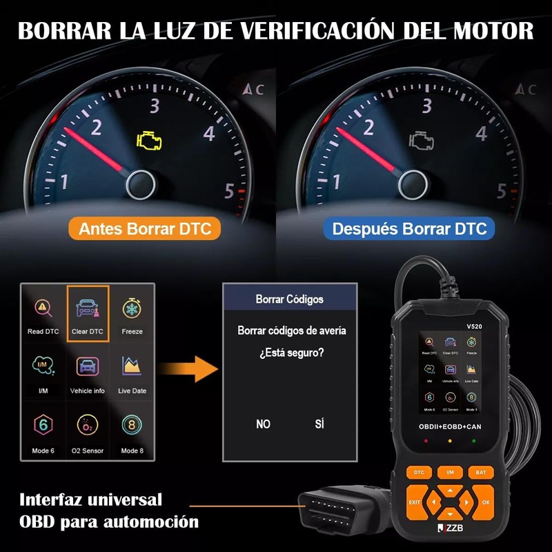 JZZB OBD2 Profesional Scanner para Auto 35901 Códigos Avería, Escáner