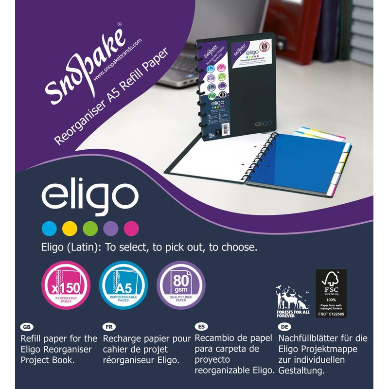 Snopake Eligo A4 ReOrganiser Project Book Refill Paper [Pack of