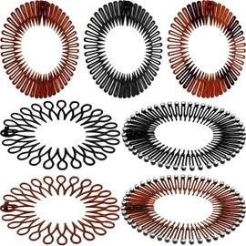 14 diademas elásticas circulares completas, de plástico, flexibles, con peine circular, diadema de dientes circulares, de plástico, para mujeres y niñas, accesorios para el cabello, 7 estilos (color fresco)