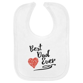 Azeeda 'Best Dad Ever With Red Heart' Soft Cotton Baby Bib (BI00058707)