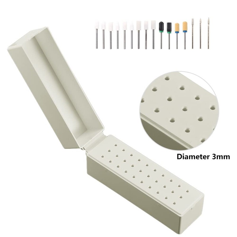 LIONVISON Nail Drill Bits Holder Case, 30 Holes Nail Drill