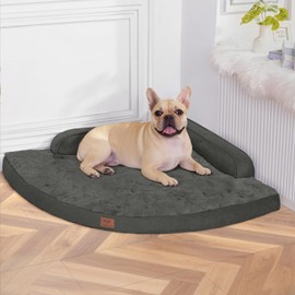 MEKIY Large Orthopedic Dog Bed with Sides Big Dog Beds with Removable Washable Cover Non-Slip Waterproof Pet Bed for Medium Large Dogs - Dark Grey L