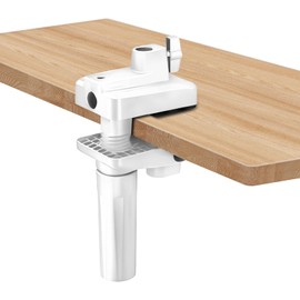 Mic Arm Desk Mount Clamp Insert Holes Universal Mic Stand Desk Holder for Boom Arm, Lamp, Monitor Stable Desk/Bed Mount White(2-Pack)