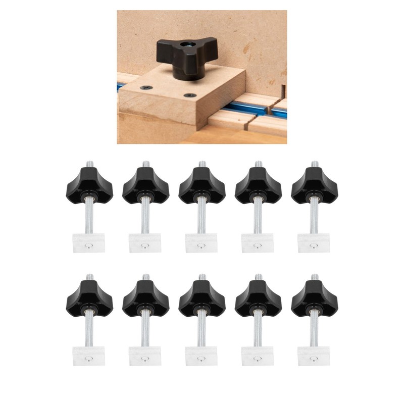 10 Set T Track Kit Woodworking Slider Bolt Knob Accessories