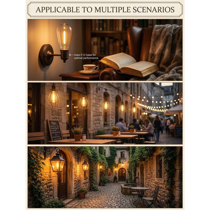 ST38 E12 LED Replacement Bulbs for Outdoor String Lights, 25