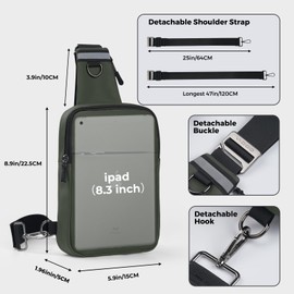 VADOO Mini Sling Bag with Multiple Pocket, Small Crossbody Bag with RFID Blocking for Women and Men, Lightweight Casual Phone Sling Shoulder Chest Bag for Travel,Green