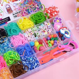 AiJh Loom Bracelet Kit - Elastic Rubber Band Bracelet Making Set, Beginner Friendly Rubber Band Making Kit - All-in an Organizer Case, Best Gifts for Girls and Boys Birthday Christmas 7+