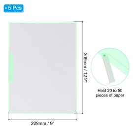 PATIKIL Plastic Folders with Mid-Side Swing Clip, 5 Pcs Report Folder Front Presentation Folders for A4 US Letter Size Paper Office Business Documents Resume, 12.2x9 Inch Green