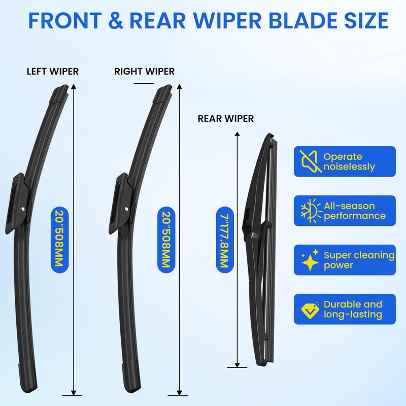 ANIKLUIM® Wiper Blades for 2018-2014 Smart Fortwo Front Windshield Wipers,20