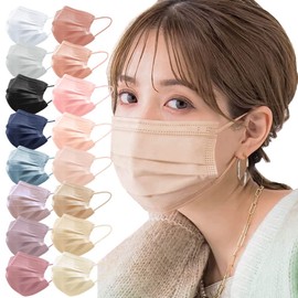 [Bijoubox] マスク プリーツマスク 51枚入 不織布 カラーマスク 血色 カラー 小さめ (小顔) 普通 サイズ 子供用マスク 使い捨てマスク 血色マスク やわらかマスク (普通サイズ, アプリコット) apcf