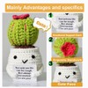 HivFov 4PCS Crochet Dumpster Fire and Crochet Succulent/Cactus,Crochet Potted Plant,Emotional