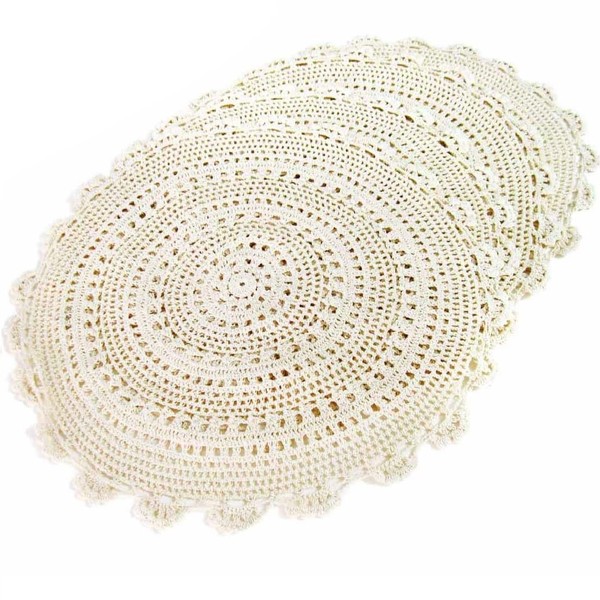 kilofly Handmade Crochet Round Cotton Lace Table Placemats Doilies Value
