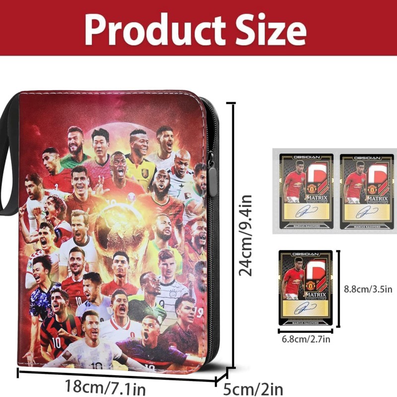 Football Trading Card Album, 400 Card Capacity, 50 Pages, Zip