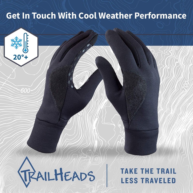 TrailHeads Men's Power Stretch Touchscreen Running Gloves - Medium