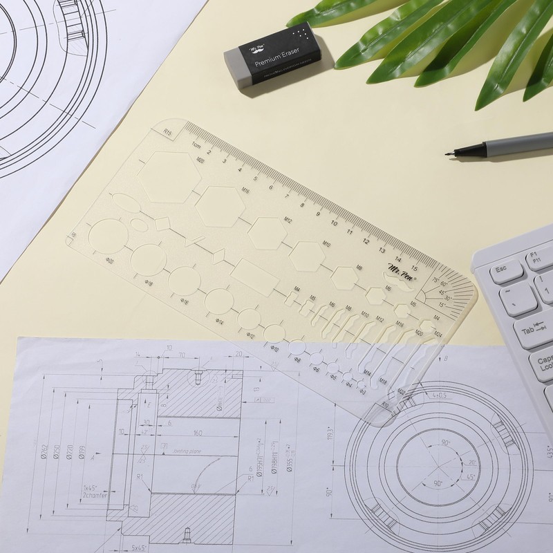Mr. Pen- Geometric Drawing Template, Hexagon & Circles, Plastic Template