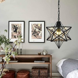 BLMM 12 inch Moravian Star Pendant Light Ceiling Hanging Drop Lighting Fixture for Kitchen Island Living Room Bedroom Hallway Clear Glass Light Shade LED Bulb Included (30CM Pendant Light)