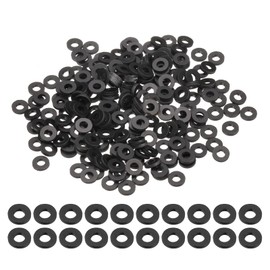 uxcell 240 Pcs M2.5 PVC Flat Washers 2.5mm ID 5mm OD 0.5mm Thick Plain Washer Grommets Plastic Sheet Gasket Fastener Sealing Spacer Gasket Ring Water Hose Washers, Black