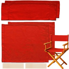 STAY GENT 18''L X 15''W 2 Set Directors Chair Replacement Canvas for 18'' Director Chairs, Replacement Cover Canvas Seat and 19.7''L X 6.3''W Back Covers Kit for Director Chairs Movie Chair, Red