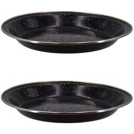 Quickdraw 2 x Enamel Camping Plates – Durable 24cm Lightweight Metal Plate with Enamelled Coating & Stainless Steel Rim – Ideal for Camping, Hiking, Travel, Outdoor Kitchen