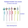 12pcs (6 Styles) Drinking Plastic Straws Reusable Outer Space Design