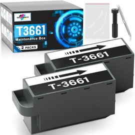 T3661 Ink Maintenance Box Replacement Compatible for Epson XP-15000 XP-6100 XP-6000 XP-970 XP-8800 XP-8500 XP-8700 XP-8600 Expression Premium/Photo Printer, T366100 Maintenance Box (2 Packs)