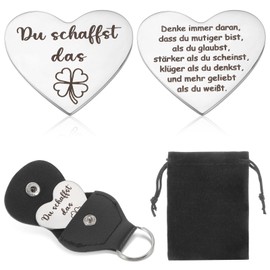 Tyqour Good Luck Charm Exam Courage Gift You Create The Stainless Steel Double-Sided Clover Good Luck Exam Lucky Charm Good Luck Charm Good Luck First Day at School Encouragement Gifts Motivational