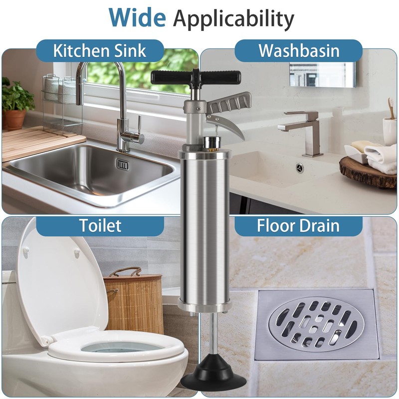 Olpchee Portable High Pressure Kinetic Toilet Plunger Air Drain Blaster