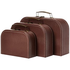 Wald Imports Brown Paperboard Decorative Storage Paperboard Suitcases, Set of 3