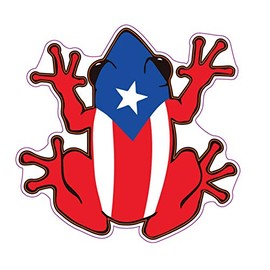 Puerto Rican Flag Frog Vinyl Decal - Tree Frog Bumper Sticker - Proud Puerto Rico Sticker