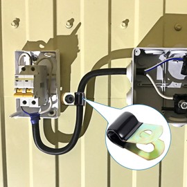 cobee 100 Pcs 1/4 Inch Cable Clamps, Vinyl Coated Wire Clamp Pipe Hose Steel Clamp with Rubber Cushioned Clips Fasteners Assortment Kit for Tube Lines Cord Installation