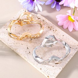 MBAIYO 2Pcs Metal Hair Claw Clips, Gold Jaw Clamps Medium Claw Clips Non-Slip Barrettes Women Styling Accessories for Thick Thin Hair